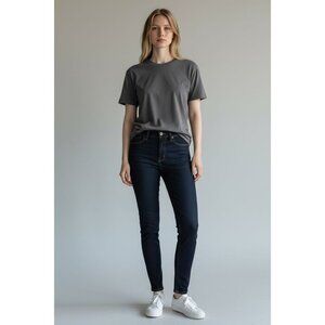 L'Agence Women's Andrea High Rise 26" Jeans in Midnight Dark Ankle Zip Size 27